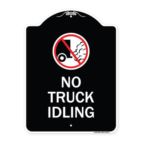 Signmission Driveway No Truck Idling W/ Graphic Heavy-Gauge Aluminum Sign, 24" x 18", BW-1824-24125 A-DES-BW-1824-24125 - main